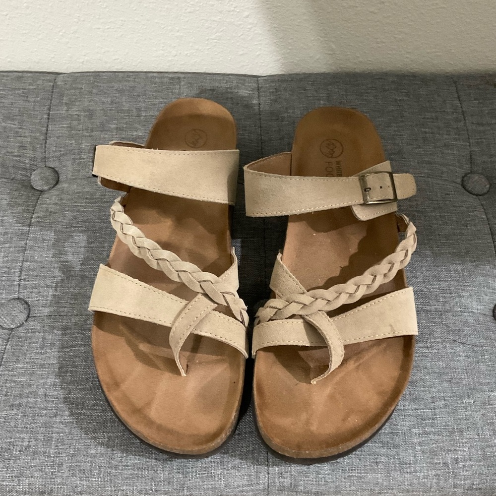 White Mountain Tan Braided Sandals